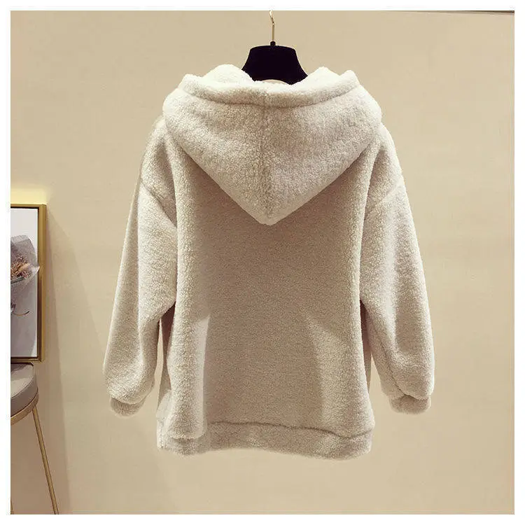Fleece Hooded Sweatshirt Brown Women's 2019 Winter — feature 20