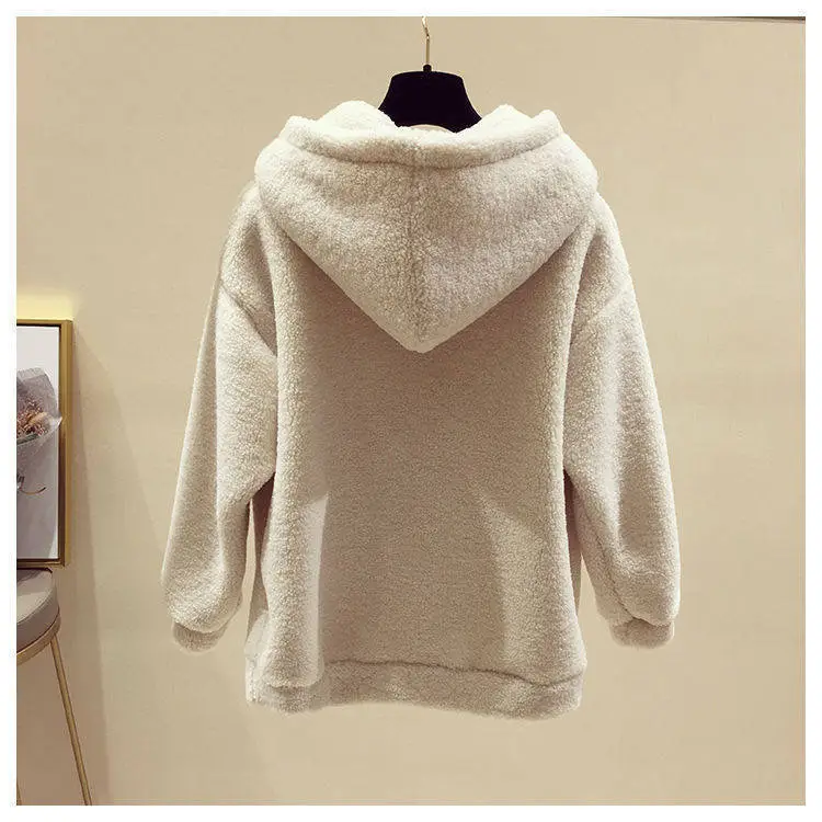 Fleece Hooded Sweatshirt Brown Women's 2019 Winter — feature 6