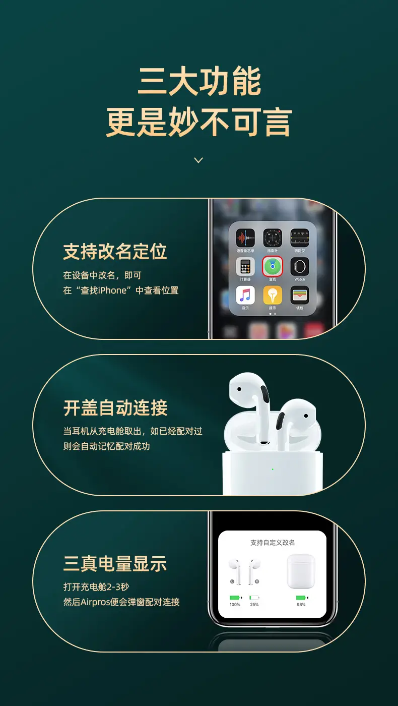 Cross-border Bluetooth Headset A4 Pro White Touch Control — feature 4