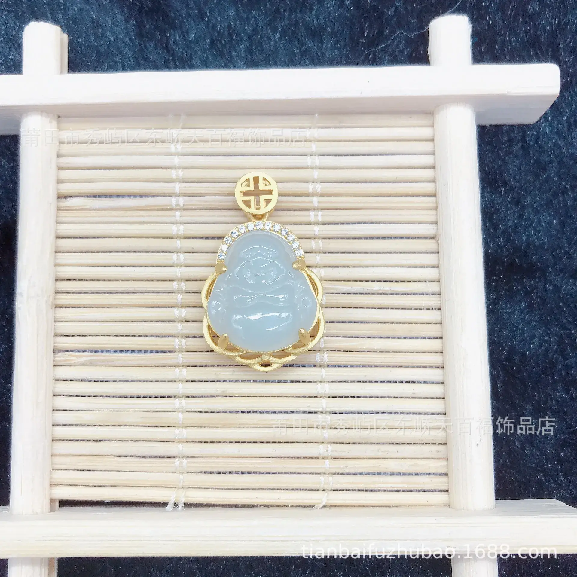 Gold Inlaid Hetian Jade Buddha Pendant S925 Silver