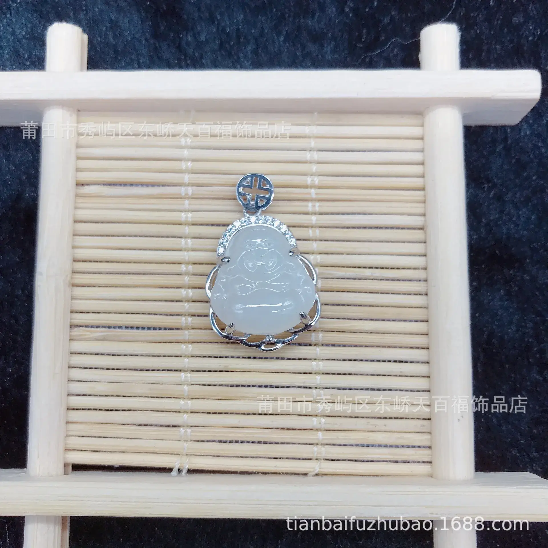 Gold Inlaid Hetian Jade Buddha Pendant S925 Silver