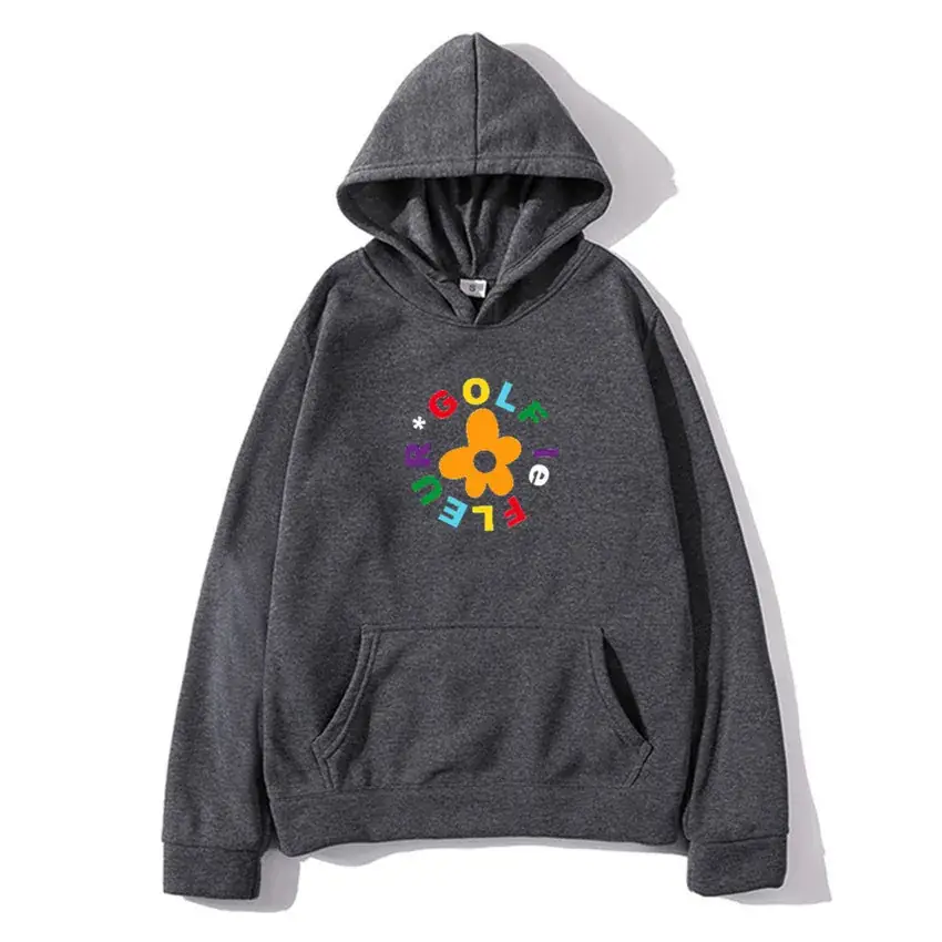 Men Black Hoodie with Colorful Flower Print - Image 12