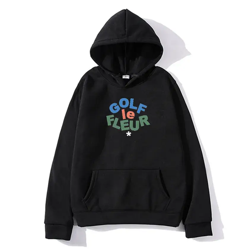 Men Black Hoodie with Colorful Flower Print - Image 21