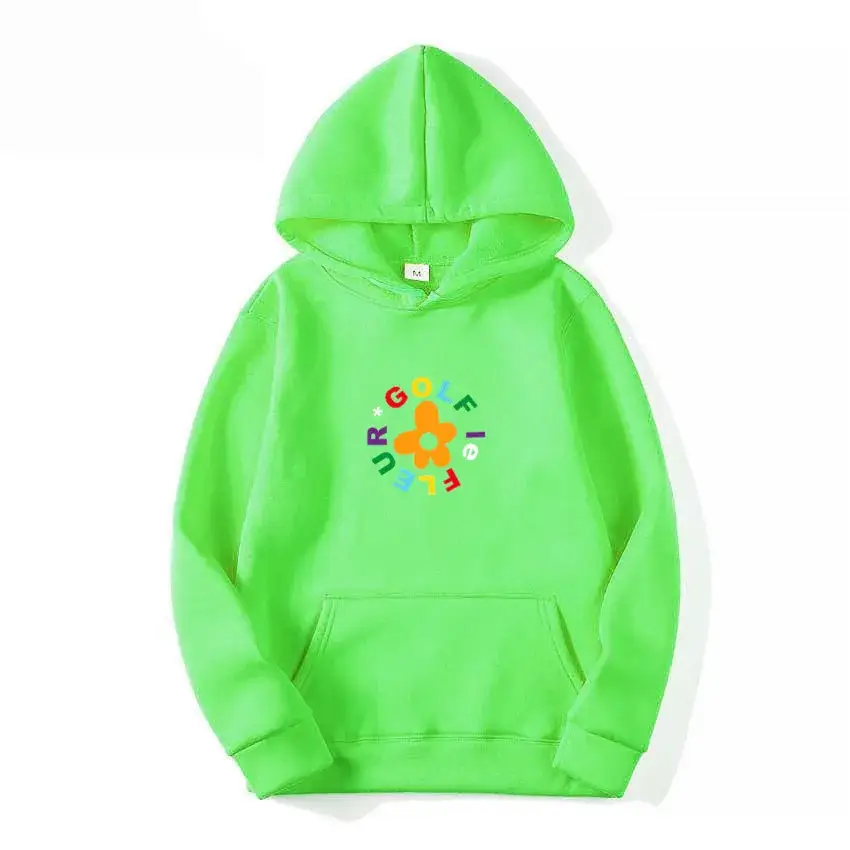Men Black Hoodie with Colorful Flower Print - Image 27