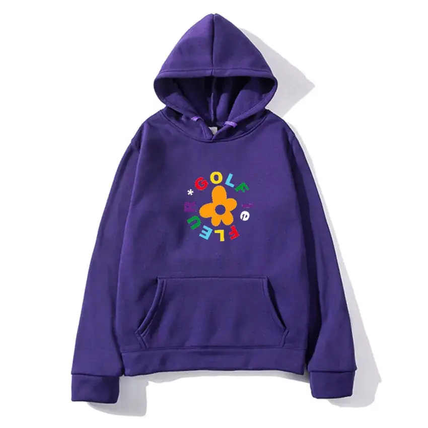 Men Black Hoodie with Colorful Flower Print - Image 5