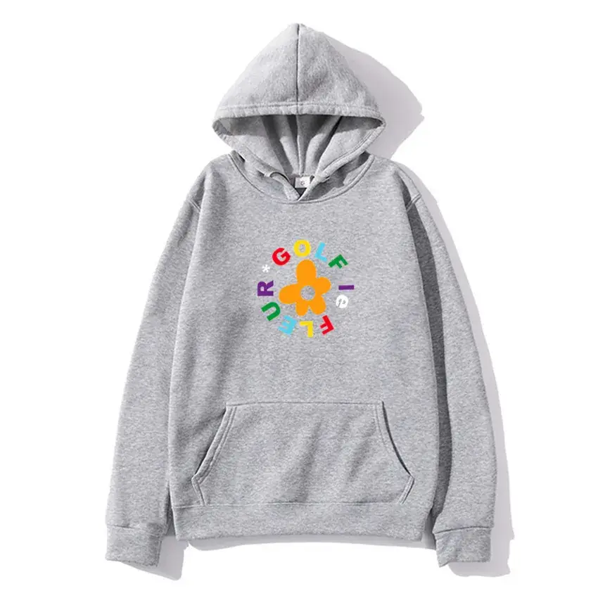 Men Black Hoodie with Colorful Flower Print - Image 6