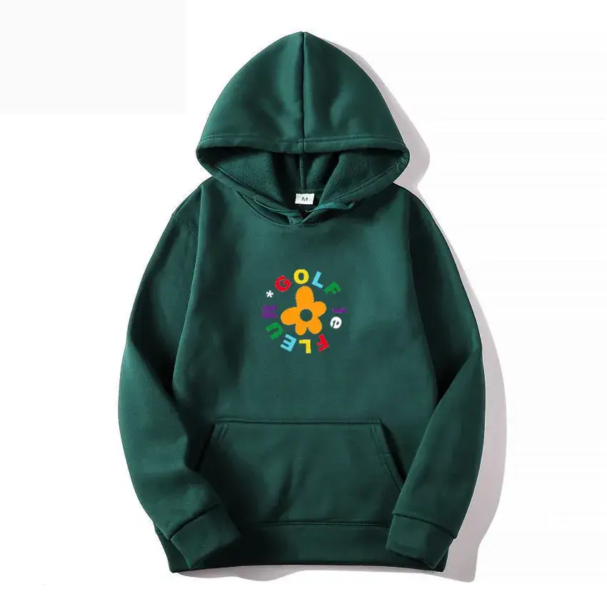 Men Black Hoodie with Colorful Flower Print - Image 7