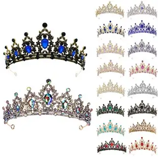 Vintage European Crown Gold Rhinestone Alloy Party Headdress — feature 2