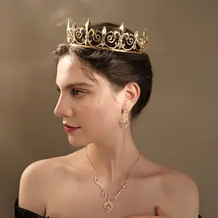 Vintage European Crown Gold Rhinestone Alloy Party Headdress — feature 5