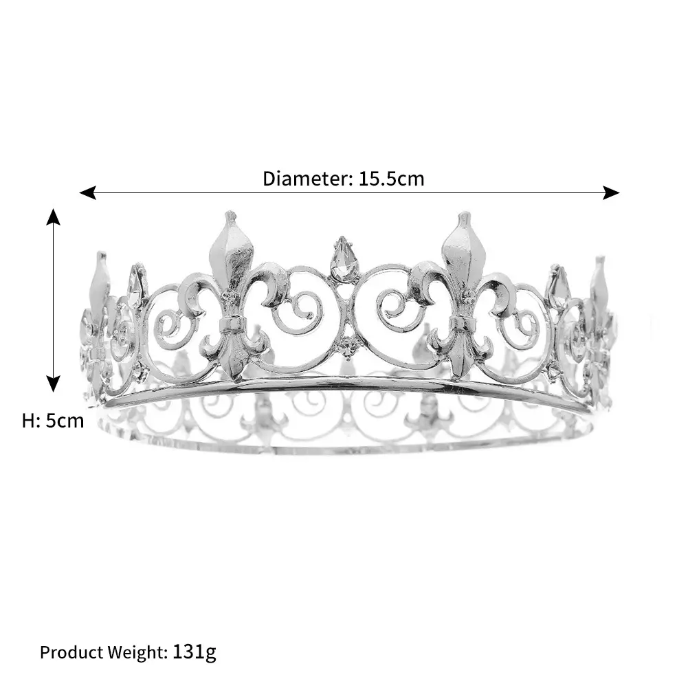Vintage European Crown Gold Rhinestone Alloy Party Headdress - Image 2
