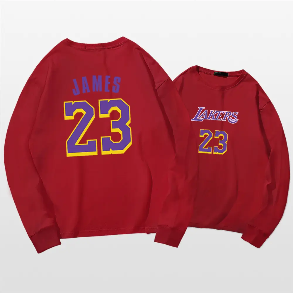 Lakers James 23 Long Sleeve T-Shirt Red - Image 4