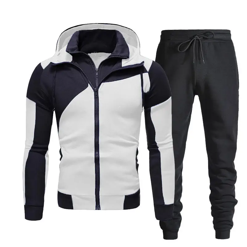 Men's Black Grey Zipper Hoodie & Pants Set - Image 2