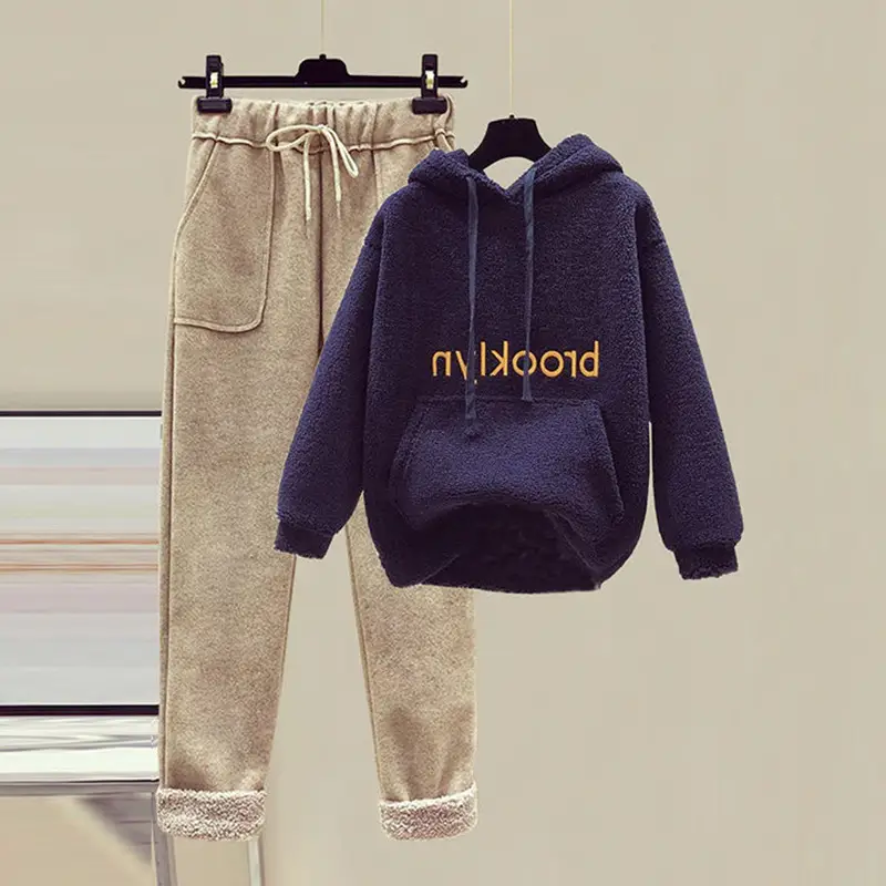 Women Fleece Hoodie & Pants Set Winter Warm Two Piece - Image 93