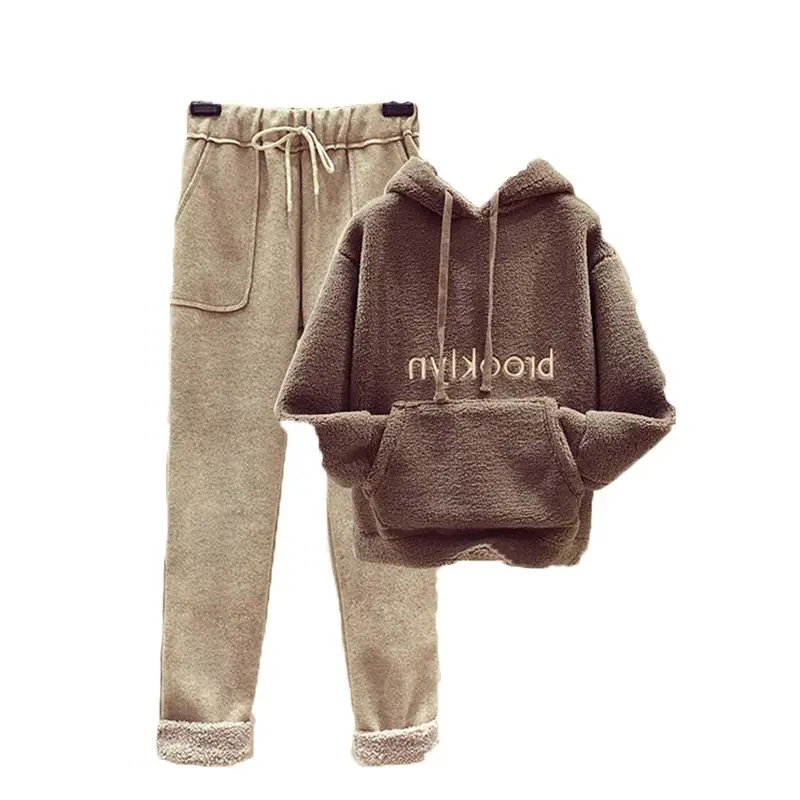 Women Fleece Hoodie & Pants Set Winter Warm Two Piece - Image 95