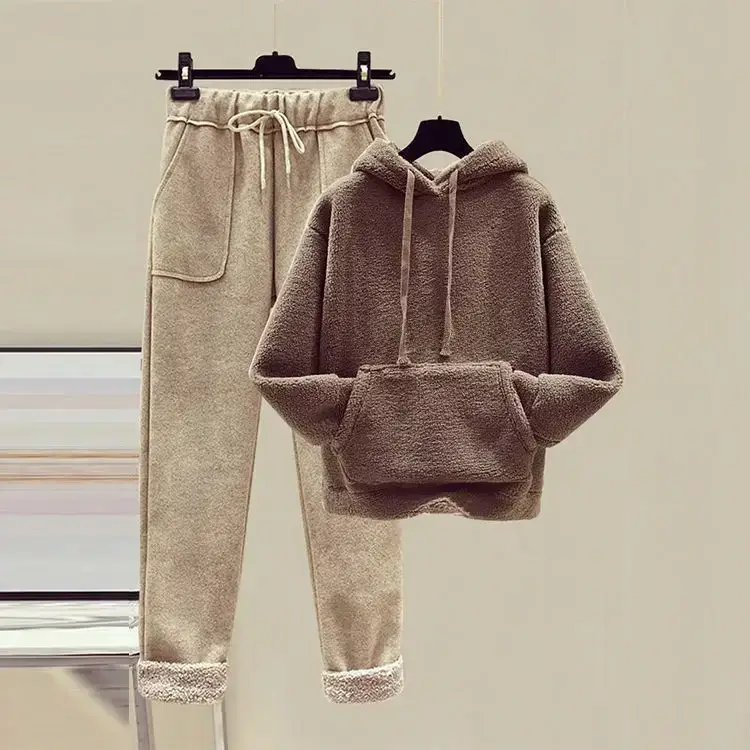 Women Fleece Hoodie & Pants Set Winter Warm Two Piece - Image 16