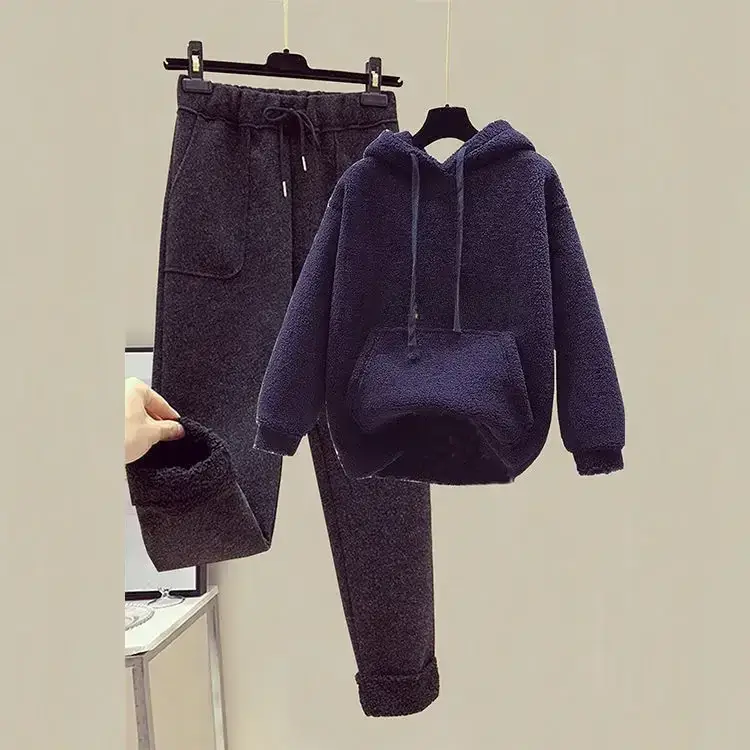 Women Fleece Hoodie & Pants Set Winter Warm Two Piece - Image 28