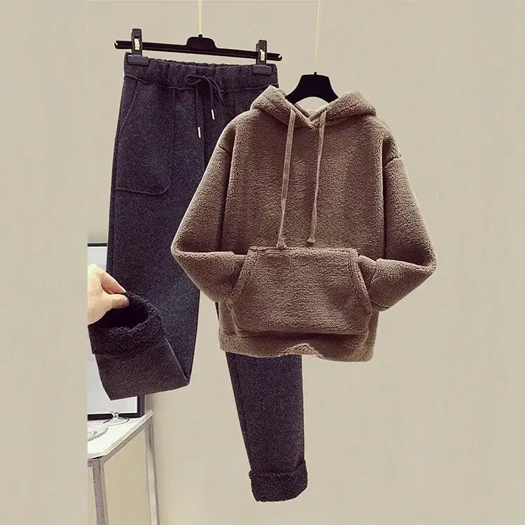 Women Fleece Hoodie & Pants Set Winter Warm Two Piece - Image 33