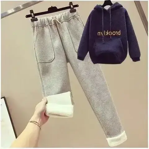 Women Fleece Hoodie & Pants Set Winter Warm Two Piece - Image 47