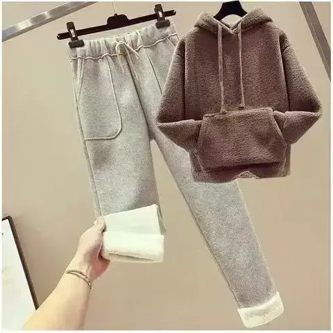 Women Fleece Hoodie & Pants Set Winter Warm Two Piece - Image 54