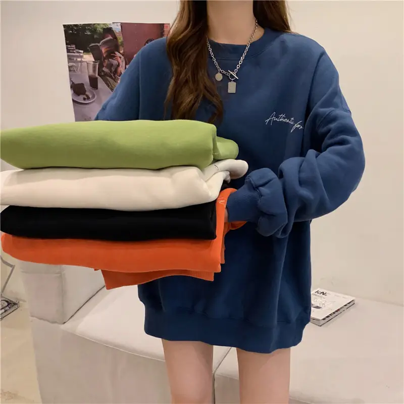Green Velvet Long Sweatshirt for Women 250g - Image 7
