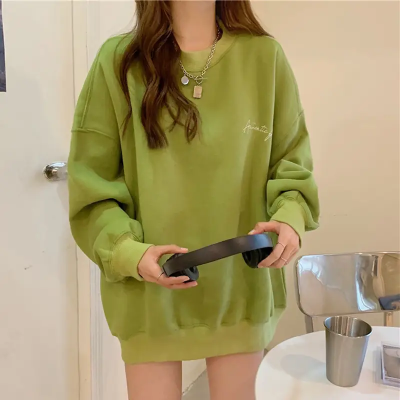 Green Velvet Long Sweatshirt for Women 250g - Image 8