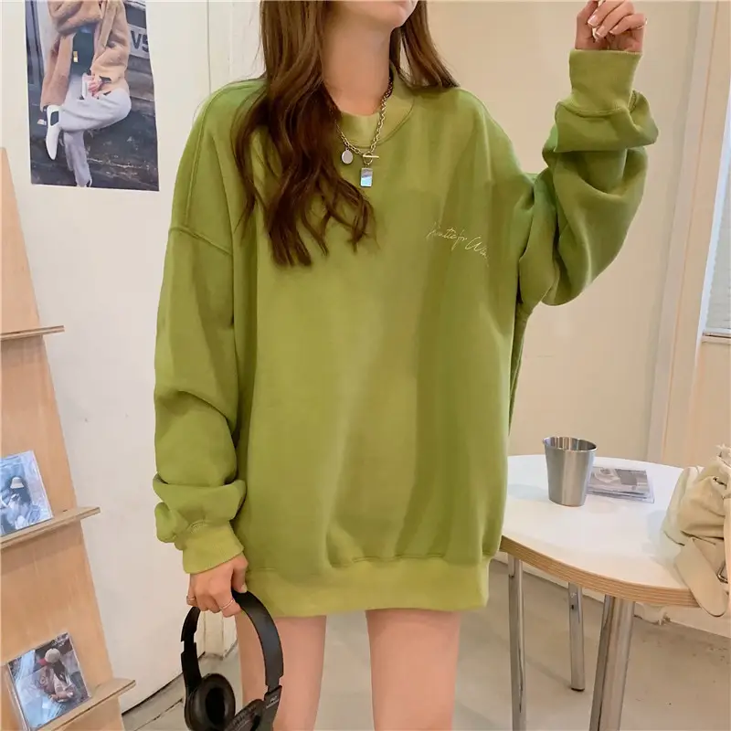 Green Velvet Long Sweatshirt for Women 250g — feature 11