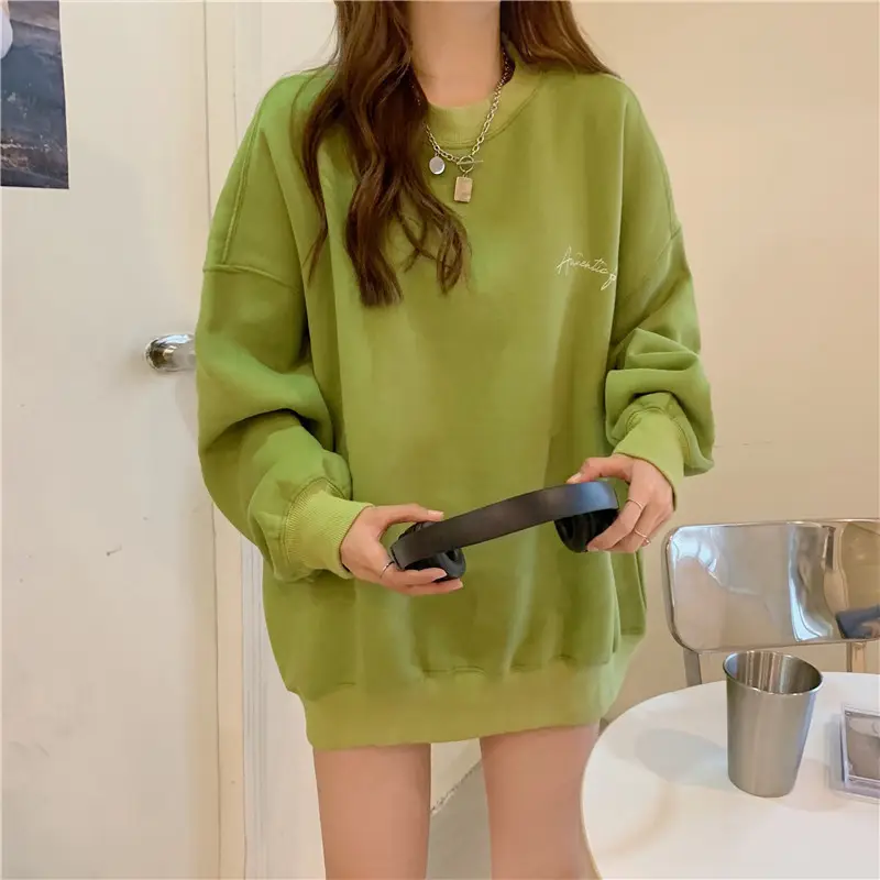 Green Velvet Long Sweatshirt for Women 250g — feature 12