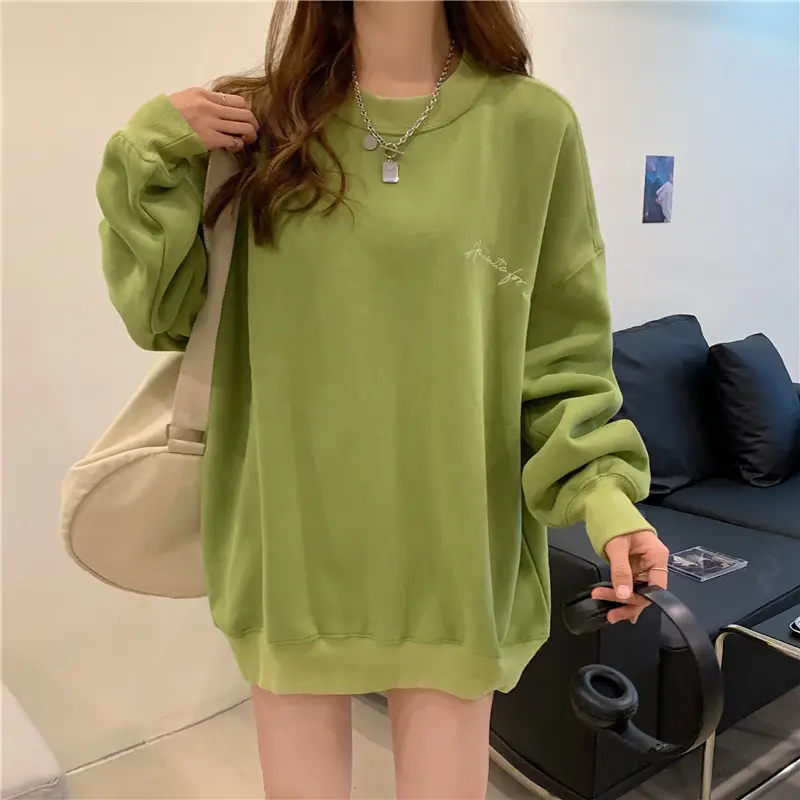 Green Velvet Long Sweatshirt for Women 250g — feature 13