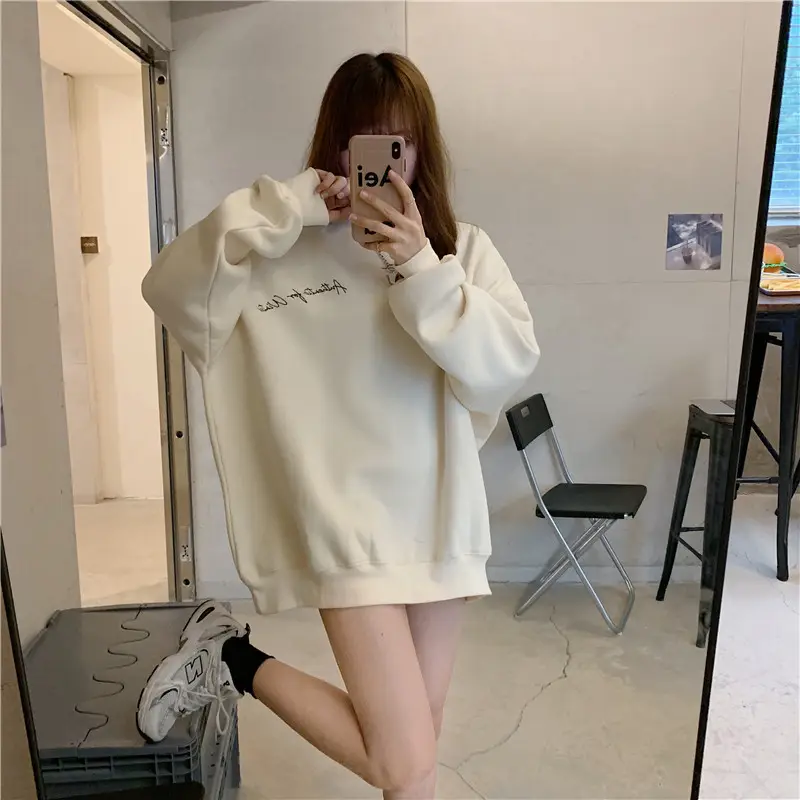Green Velvet Long Sweatshirt for Women 250g — feature 19
