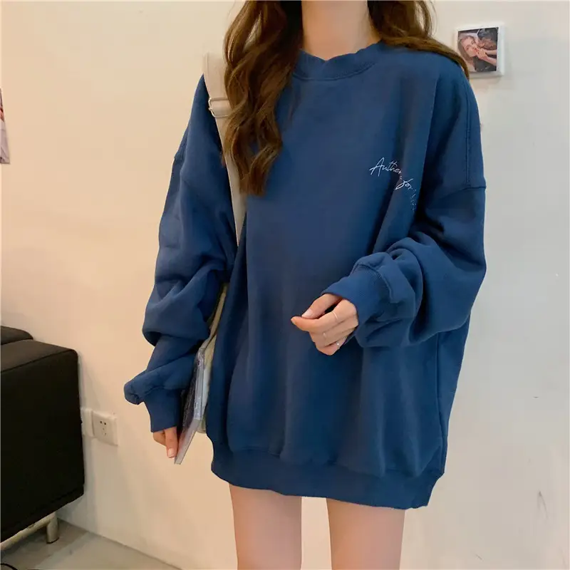 Green Velvet Long Sweatshirt for Women 250g — feature 5