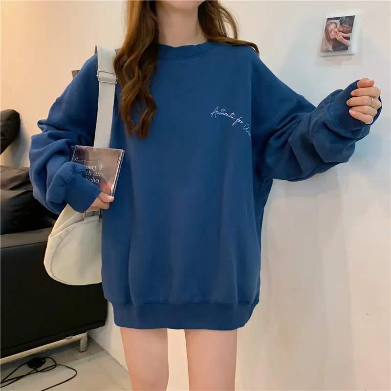 Green Velvet Long Sweatshirt for Women 250g — feature 6