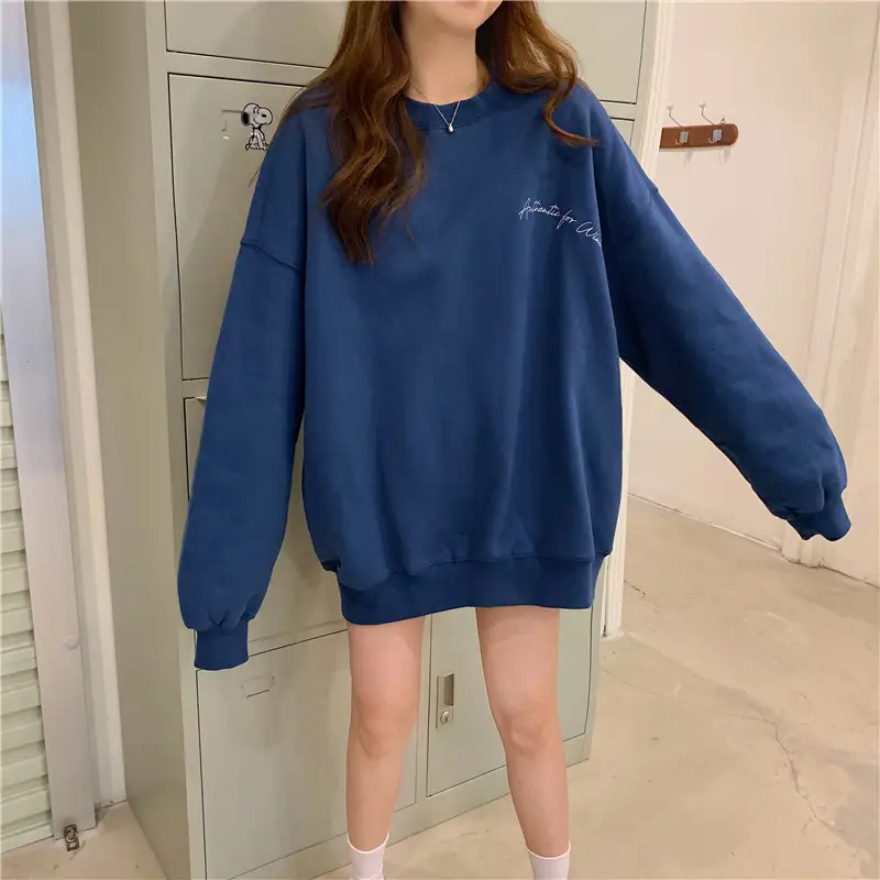 Green Velvet Long Sweatshirt for Women 250g — feature 9