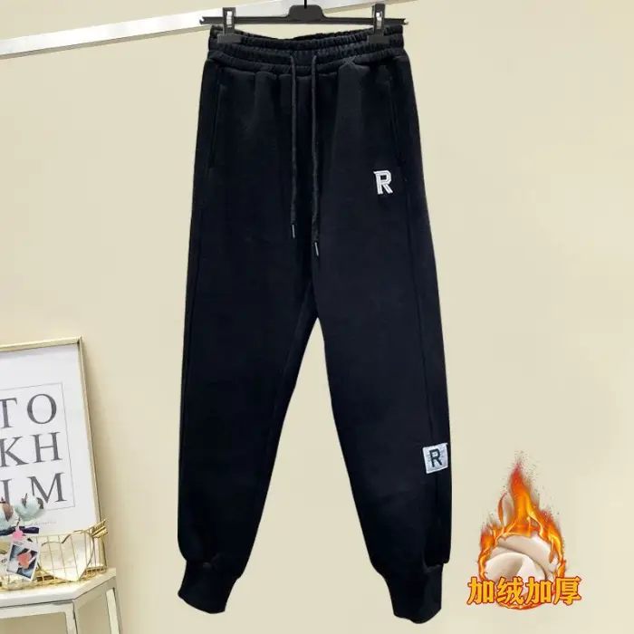 Women Fleece Sweatshirt Set Yellow Grey Winter Casual Pants - Image 4