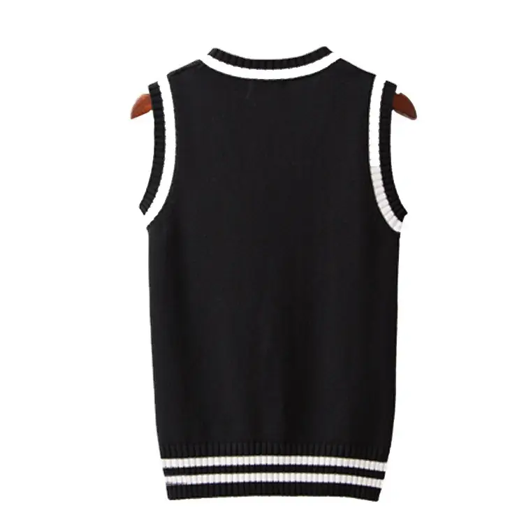 Men V-Neck Twist Sleeveless Sweater White Black - Image 7