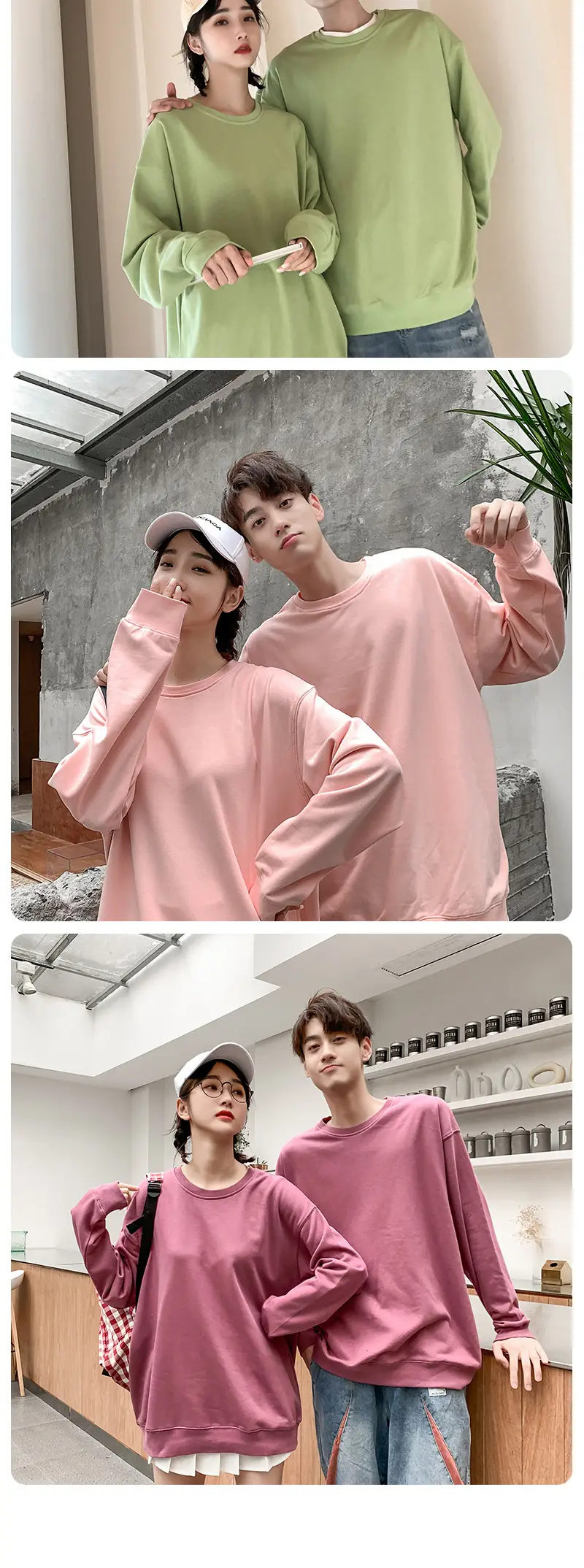 Green Terry Pullover Round Neck Long Sleeve Sweatshirt — feature 21