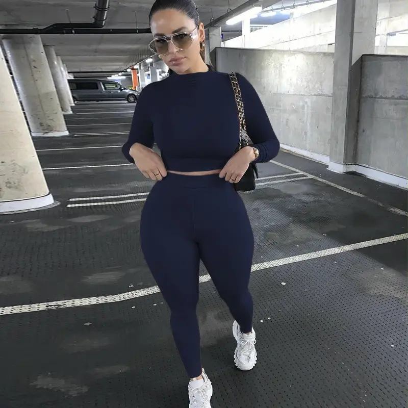 Women's Black Slim Fit Sports Suit 2023 Winter - Image 11