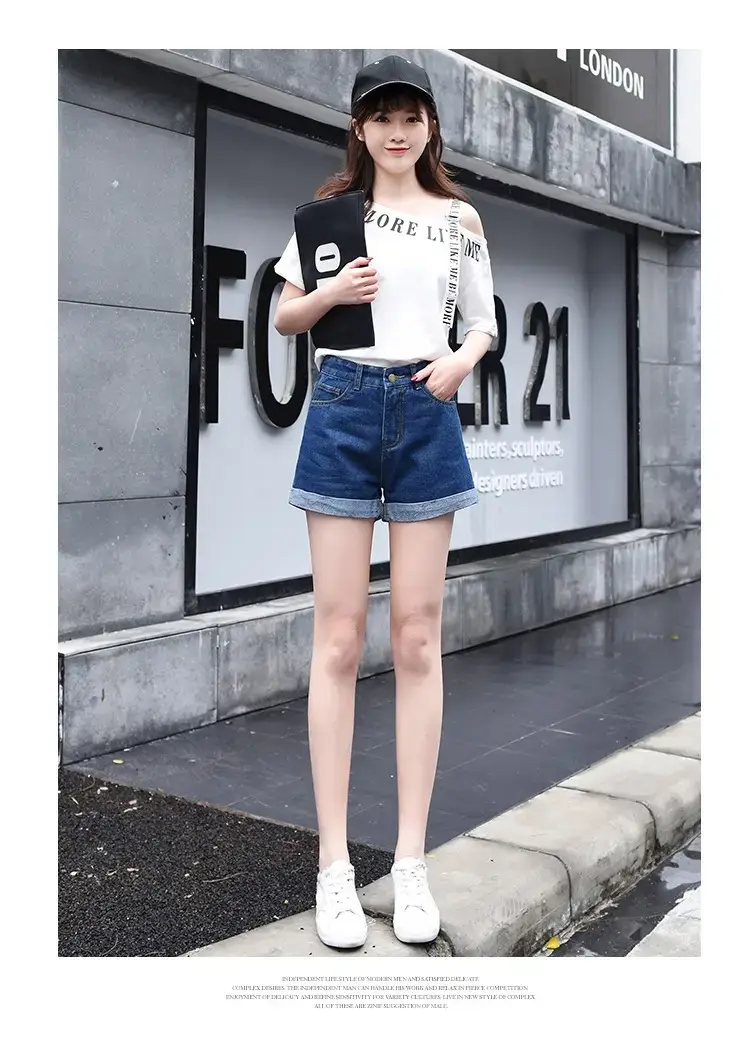 High-Waist Black Denim Shorts for Women Summer — feature 28