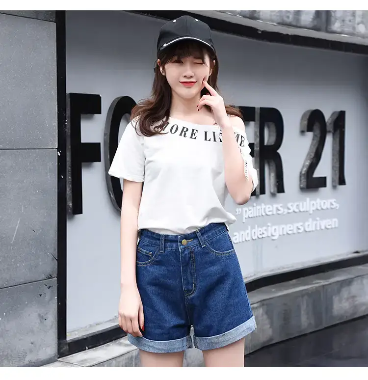 High-Waist Black Denim Shorts for Women Summer — feature 29