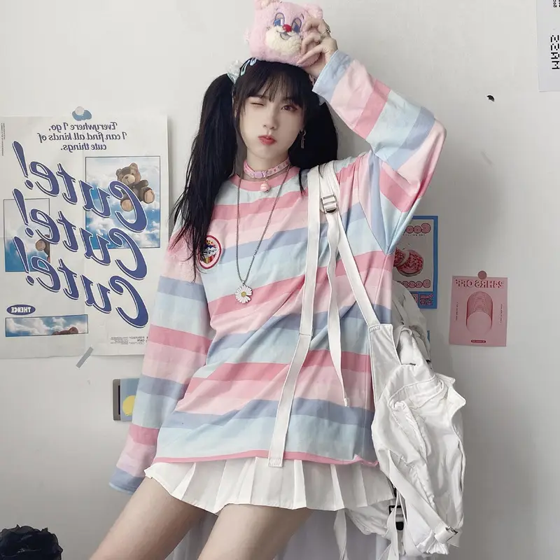 Women Striped Long Sleeve Top 2020 Korean Style — feature 5