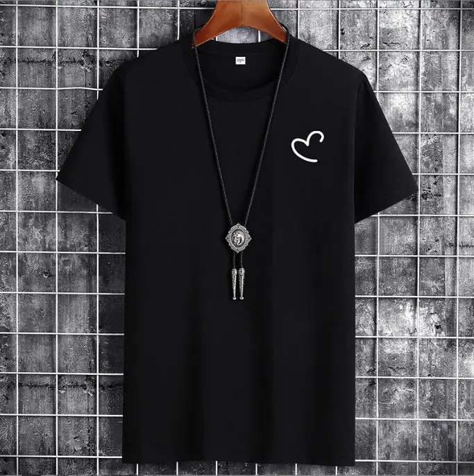 Men Blue Cotton T-Shirt Loose Fit Round Neck