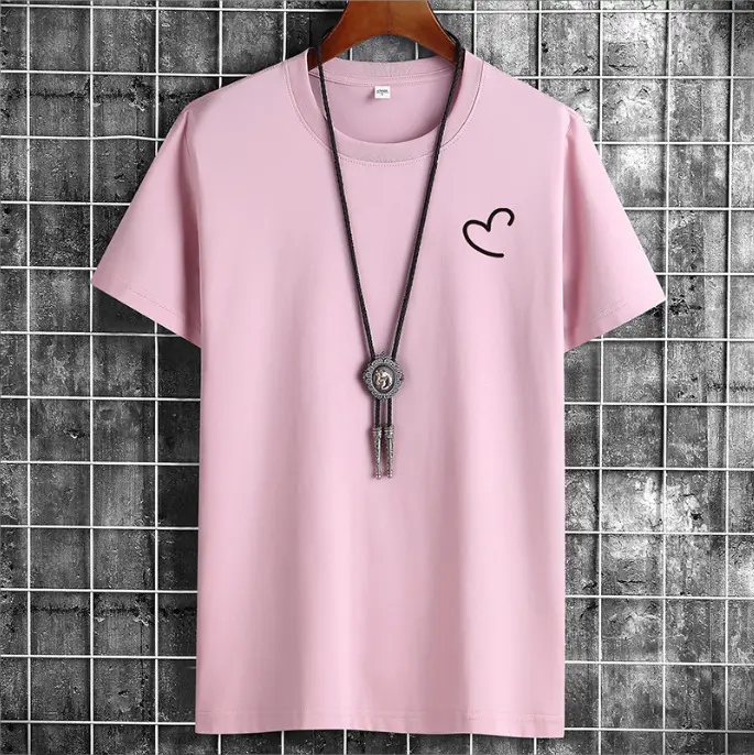 Men Blue Cotton T-Shirt Loose Fit Round Neck
