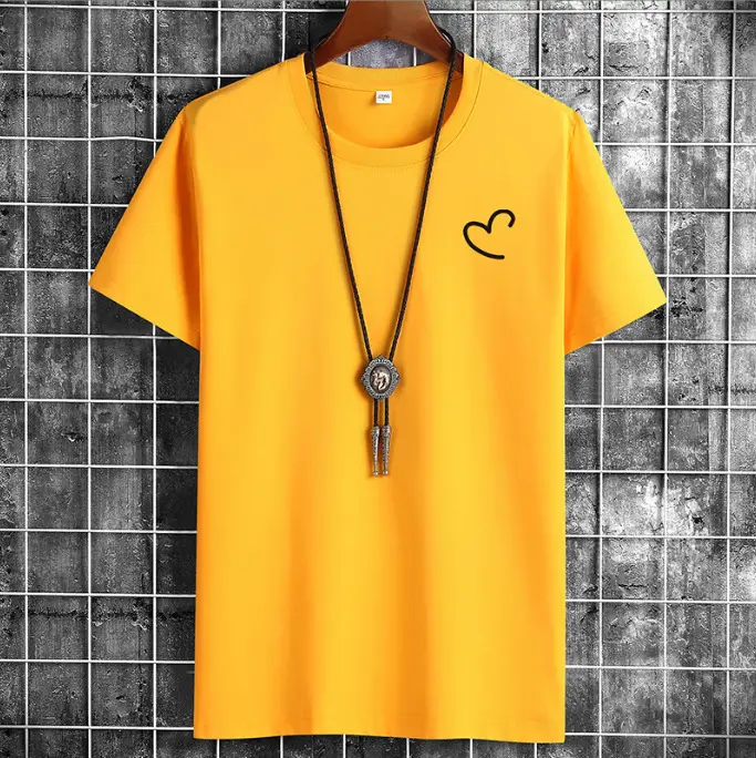 Men Blue Cotton T-Shirt Loose Fit Round Neck