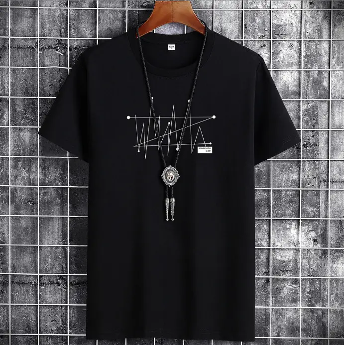 Men Blue Cotton T-Shirt Loose Fit Round Neck