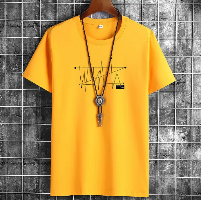 Men Blue Cotton T-Shirt Loose Fit Round Neck