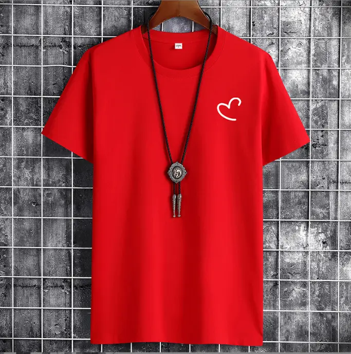 Men Blue Cotton T-Shirt Loose Fit Round Neck