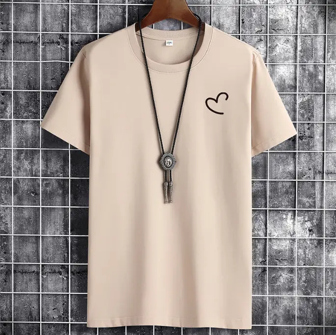Men Blue Cotton T-Shirt Loose Fit Round Neck