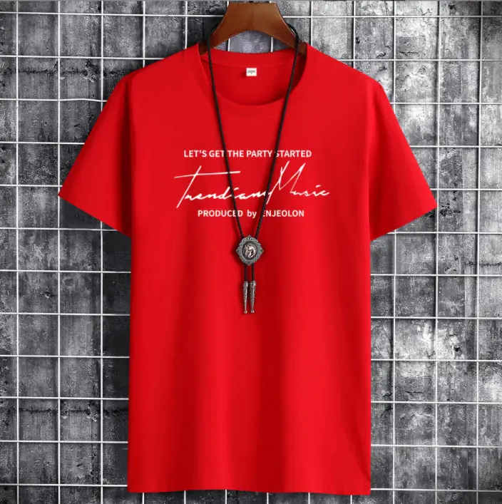 Red Men's Short Sleeve T-Shirt with Graphic Print - Image 6