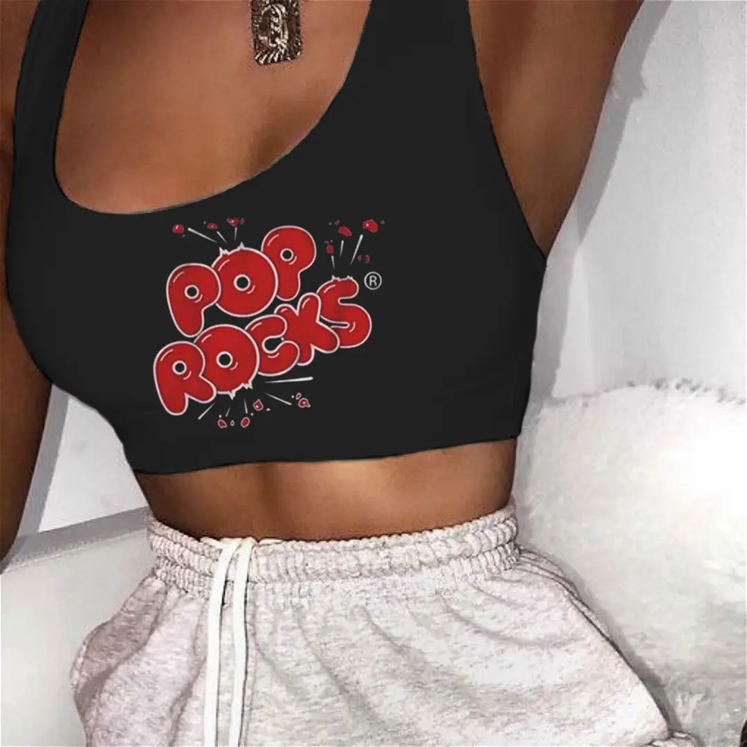 Women's Printed Sleeveless Vests Black with "WAP" Design