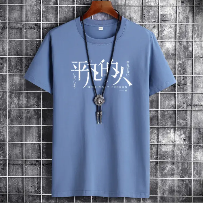 Men Blue Graphic T-Shirt Spring Autumn Casual Wear - Image 10