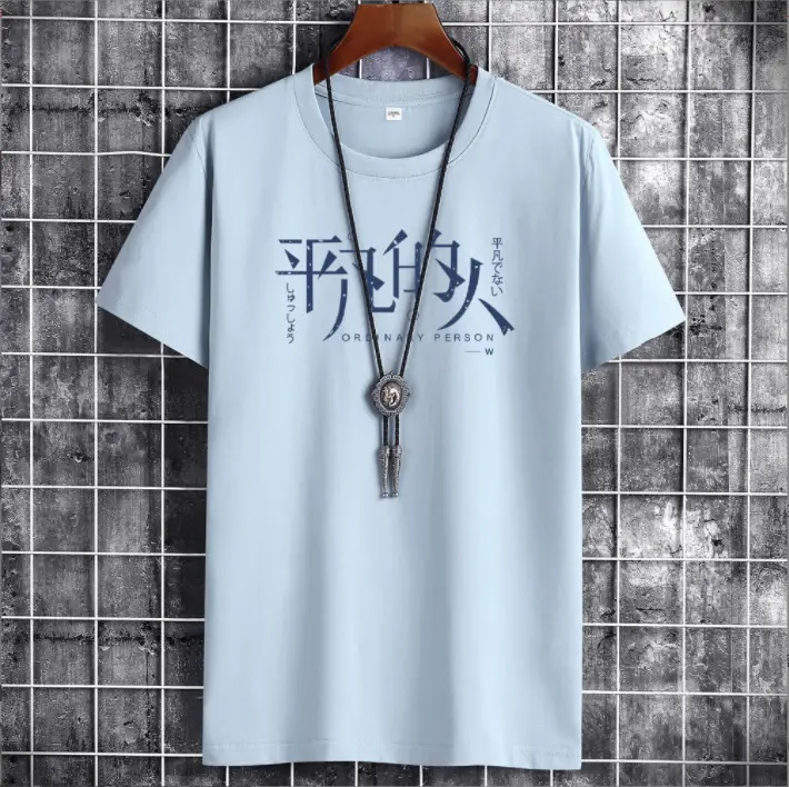 Men Blue Graphic T-Shirt Spring Autumn Casual Wear - Image 4